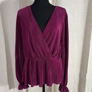 Chenault Deep Magenta Surplice Long Sleeved Blouse